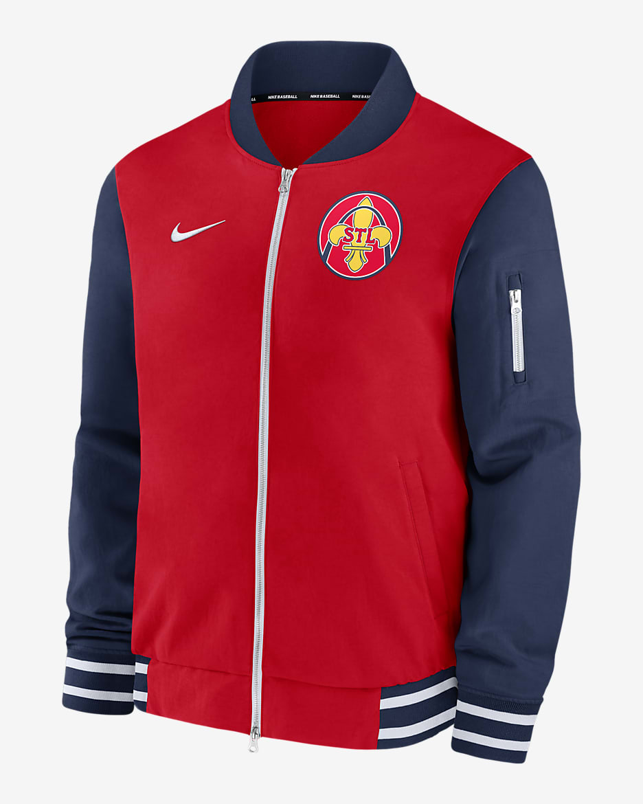 St. Louis Cardinals Authentic Collection City Connect Game Time Men's Nike MLB Full-Zip Bomber Jacket - Red
