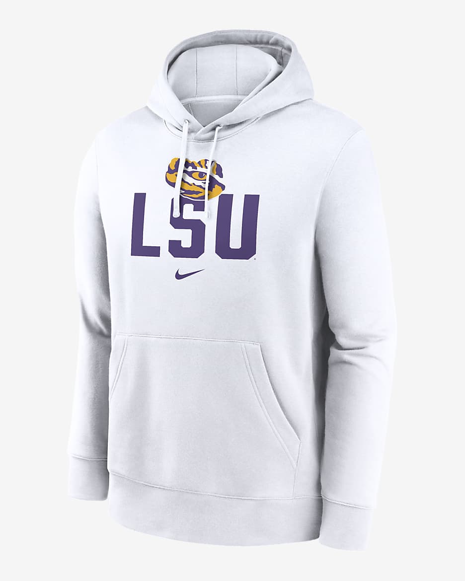 LSU Tigers Primetime Club Campus Men's Nike College Pullover Hoodie - White