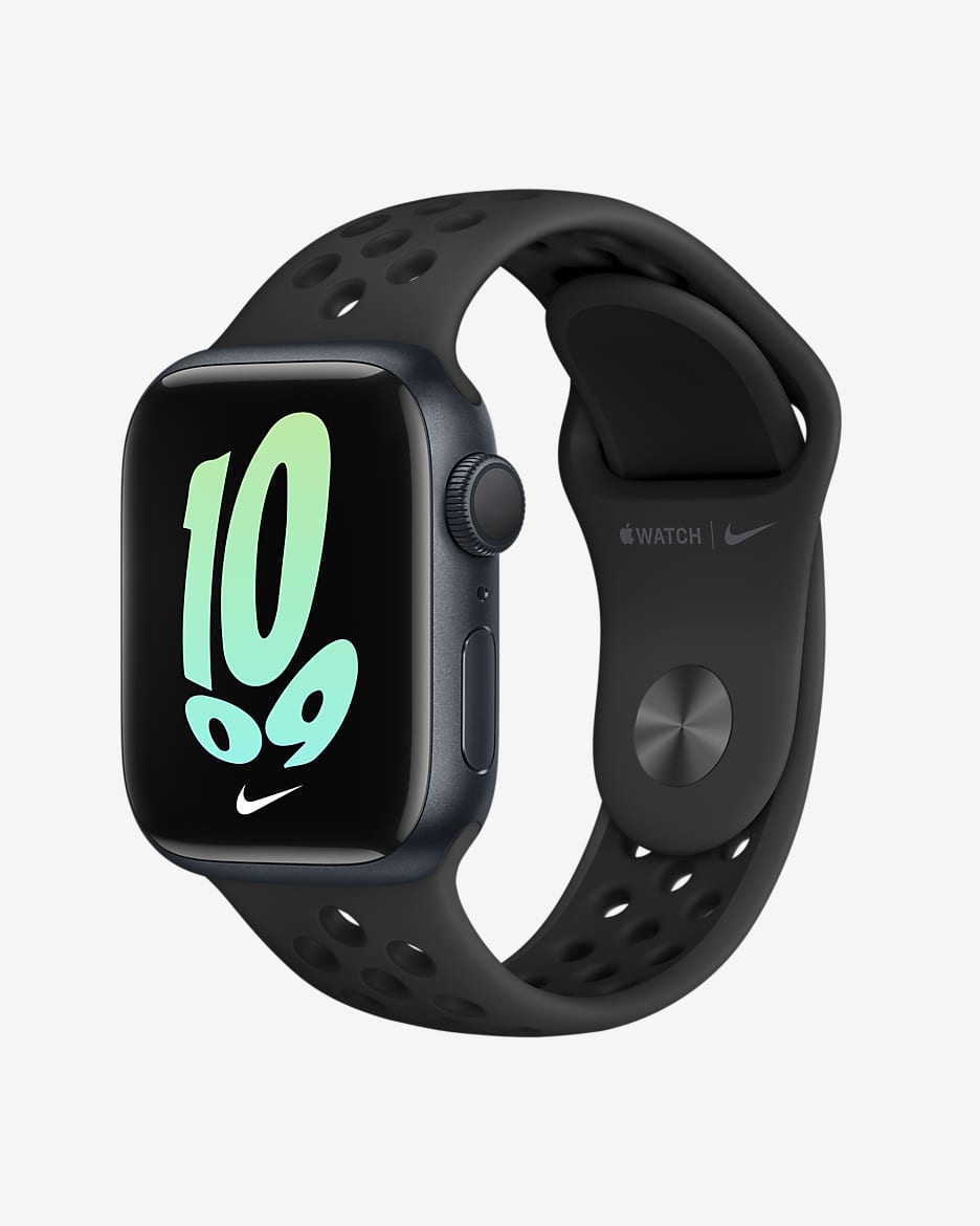 アップル ウォッチ シリーズ 7 (GPS) with ナイキ スポーツバンド 41mm ミッドナイト アルミニウム ケース - アンスラサイト/ブラック/ブラック