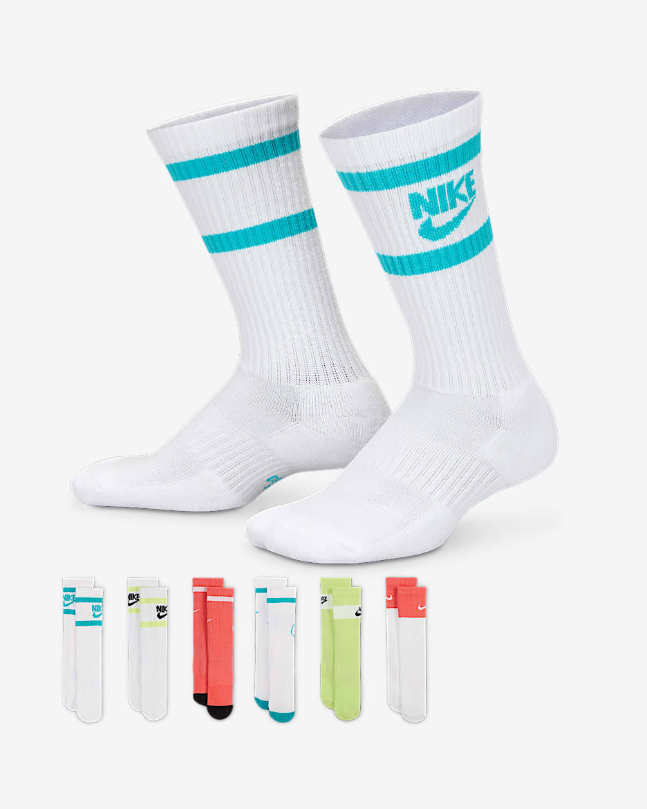 Calcetines largos con amortiguación para niños Nike Everyday (6 pares) - Multicolor