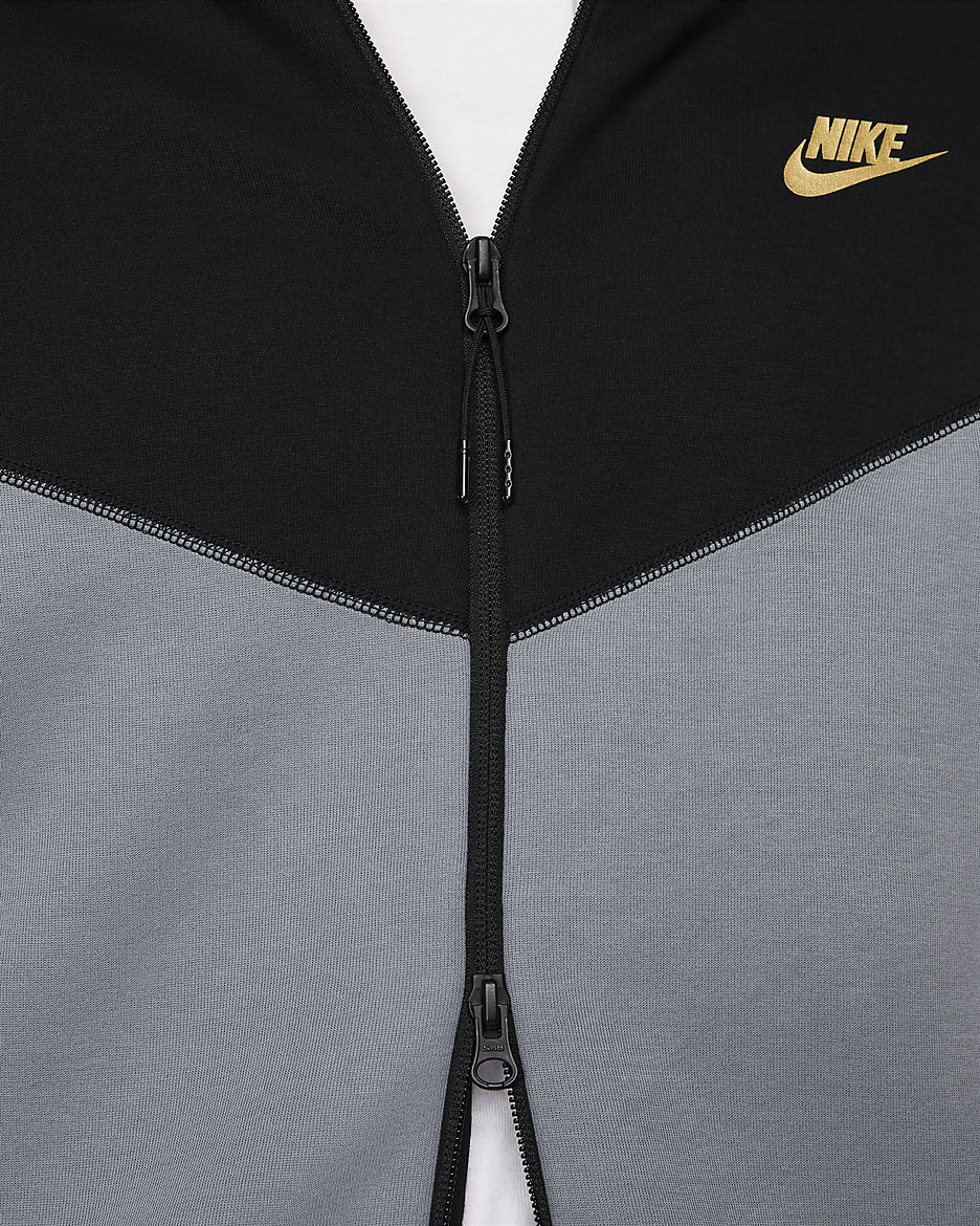 Nike Sportswear Tech Fleece Windrunner Dessuadora amb caputxa i cremallera completa - Home - Negre/Cool Grey/Blanc/Or metal·litzat