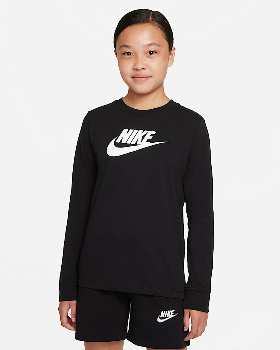 Nike Sportswear Big Kids' (Girls') Long-Sleeve T-Shirt - Black/White