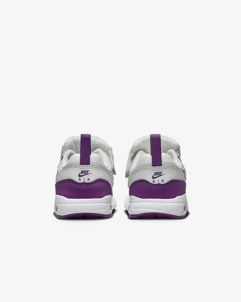 Tenis para bebé e infantiles Air Max 1 EasyOn - Blanco cumbre/Blanco/Violeta viotech