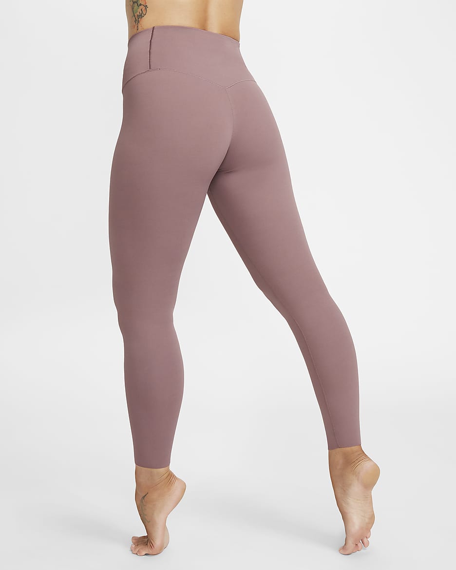 Nike Zenvy 7/8-Leggings mit sanftem Halt und hohem Taillenbund für Damen - Smokey Mauve/Schwarz