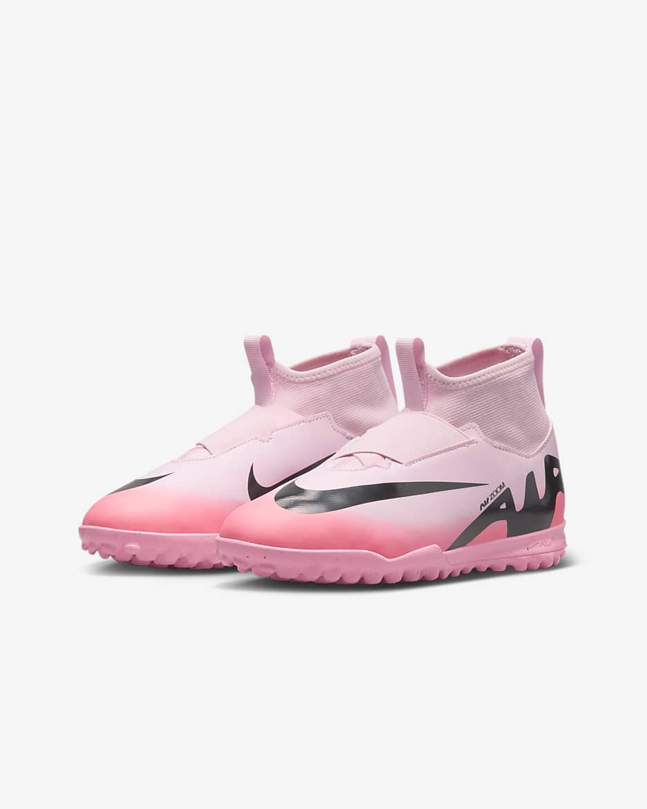 Nike Jr. Mercurial Superfly 9 Academy Big Kids' TF High-Top Soccer Shoes - Pink Foam/Black