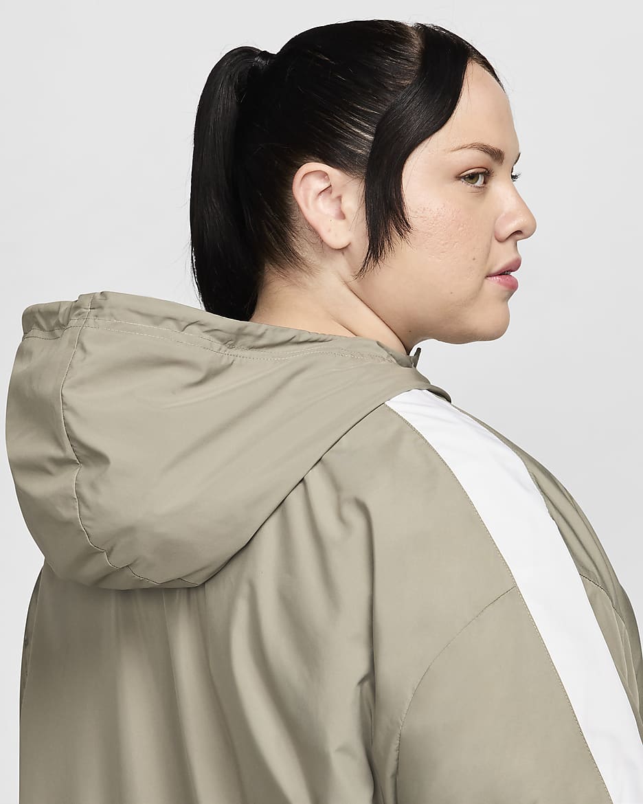 Nike Sportswear Classic Wovens Women's Loose UV Hooded Jacket (Plus Size) - Light Army/White