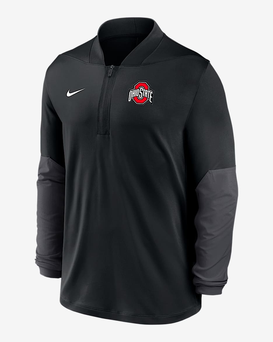 Playera universitaria Nike Dri-FIT de medio cierre para hombre Ohio State - Negro