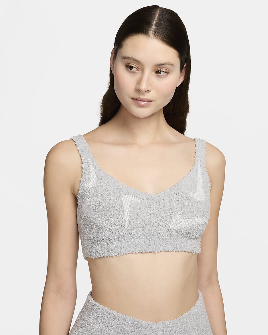 Nike Sportswear Phoenix Cosy Bouclé Women's Light-Support Non-Padded Knit Bra - Light Smoke Grey/Photon Dust