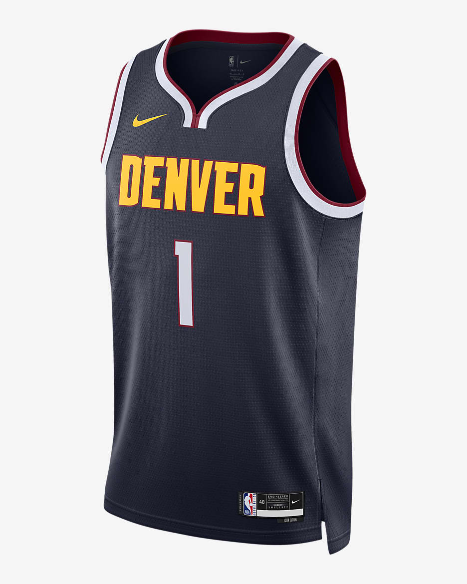 Jersey Nike Dri-FIT de la NBA Swingman para hombre Denver Nuggets Icon Edition 2022/23 - Azul marino universitario
