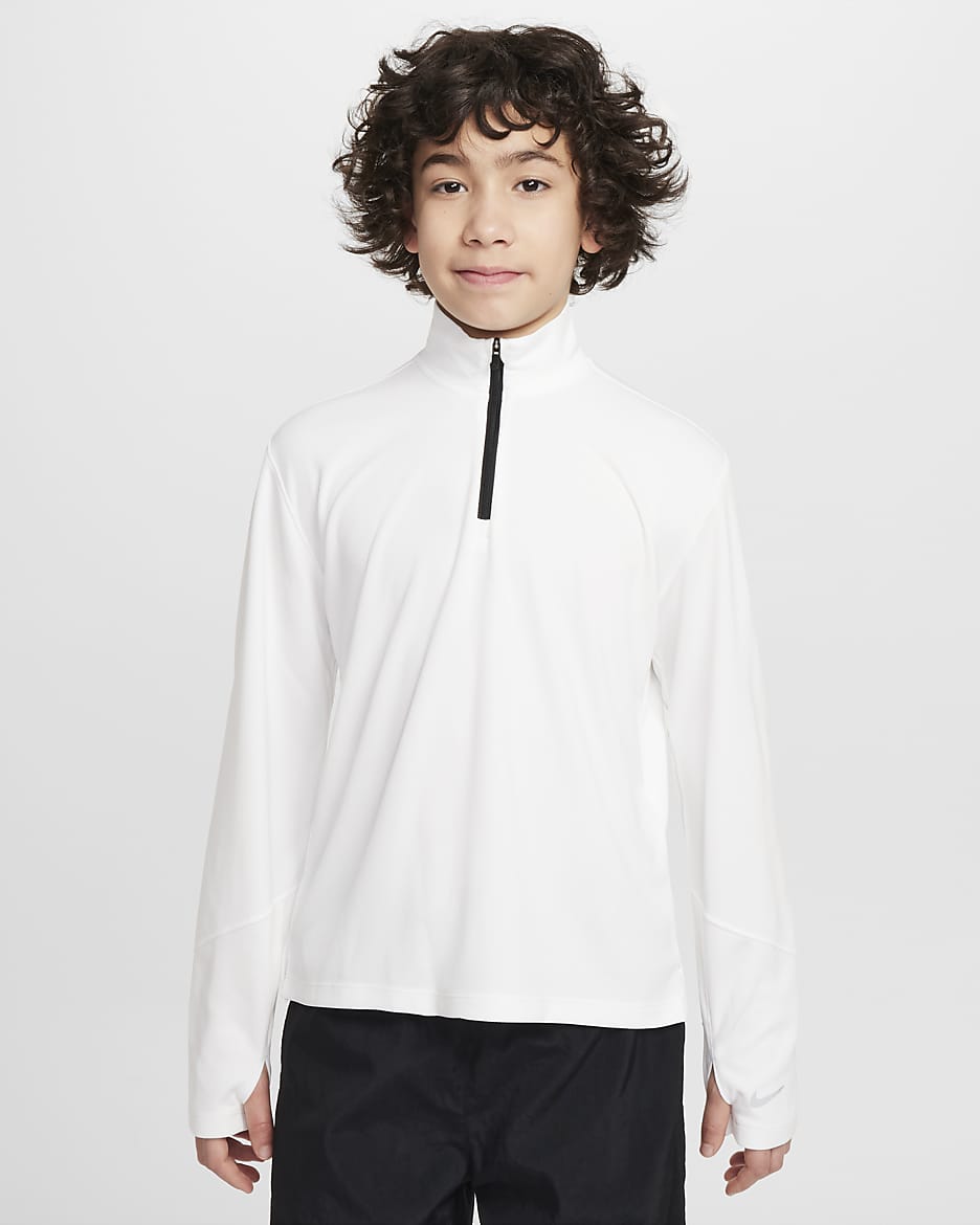 Nike Multi Dri-FIT UV-Longsleeve mit Halbreißverschluss für ältere Kinder (Jungen) - Weiß