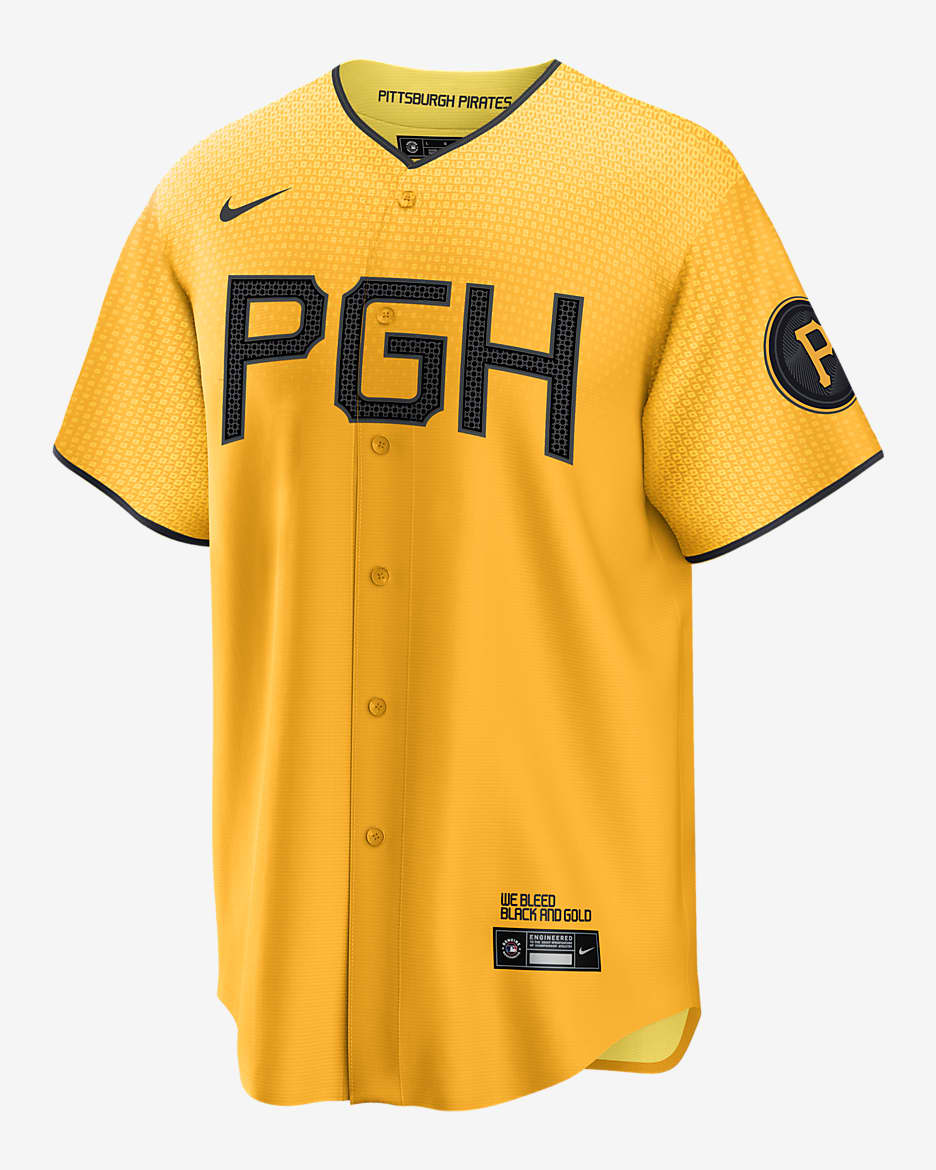 Jersey de béisbol Replica para hombre MLB Pittsburgh Pirates City Connect - Atardecer/Negro