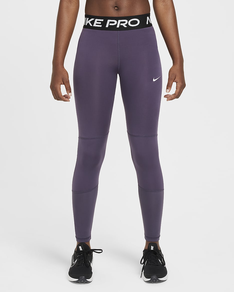 Leggings Nike Pro Dri-FIT Júnior (Rapariga) - Dark Raisin/Branco