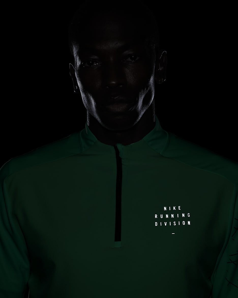 Haut de running Flash à demi-zip Nike Dri-FIT Run Division pour homme - Green Glow