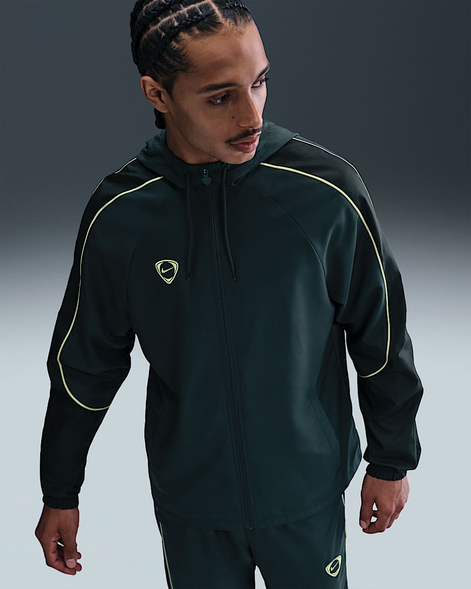 Męska kurtka piłkarska z tkaniny Repel Nike Academy+ - Seaweed/Czerń/Limelight/Limelight