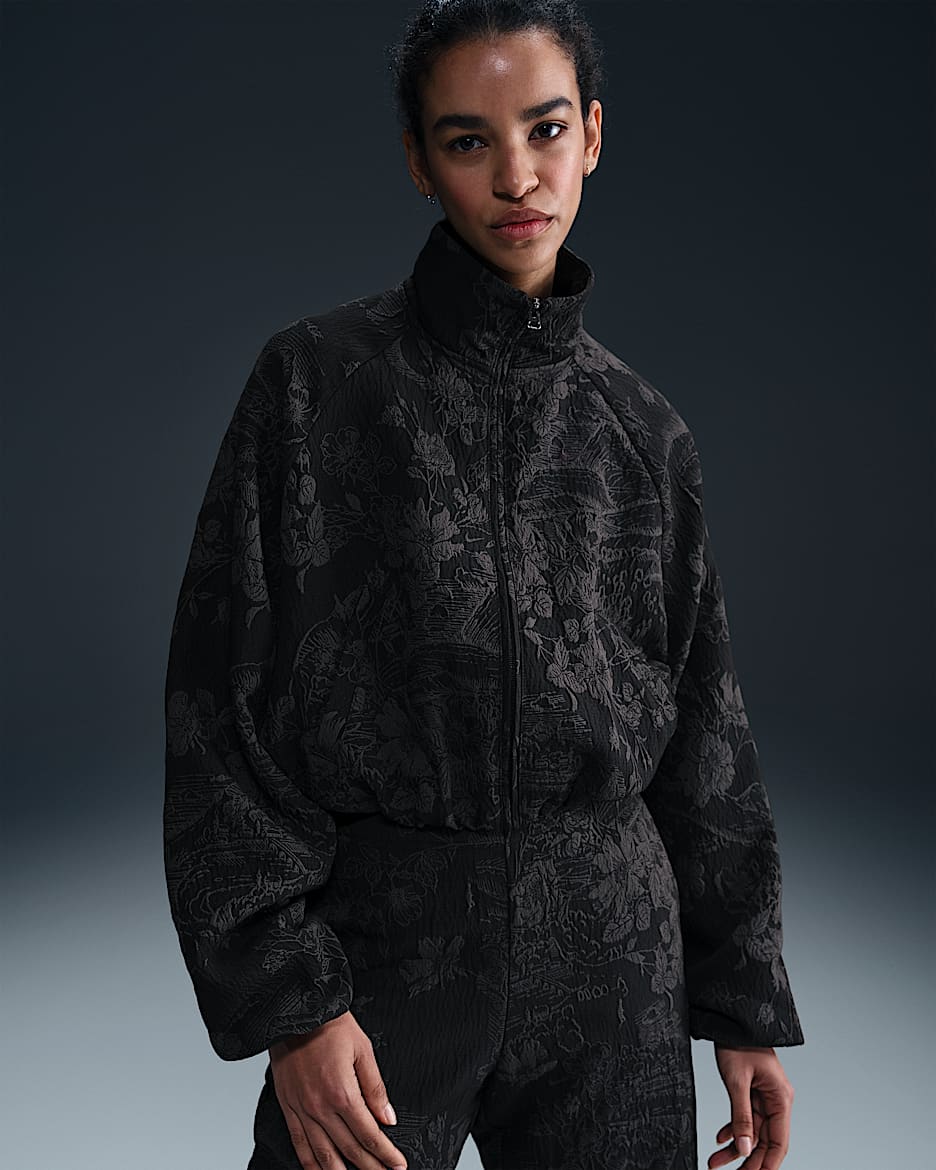 Nike Sportswear Collection Women's Oversized Jacquard Tracksuit Jacket - Black/Anthracite/Black