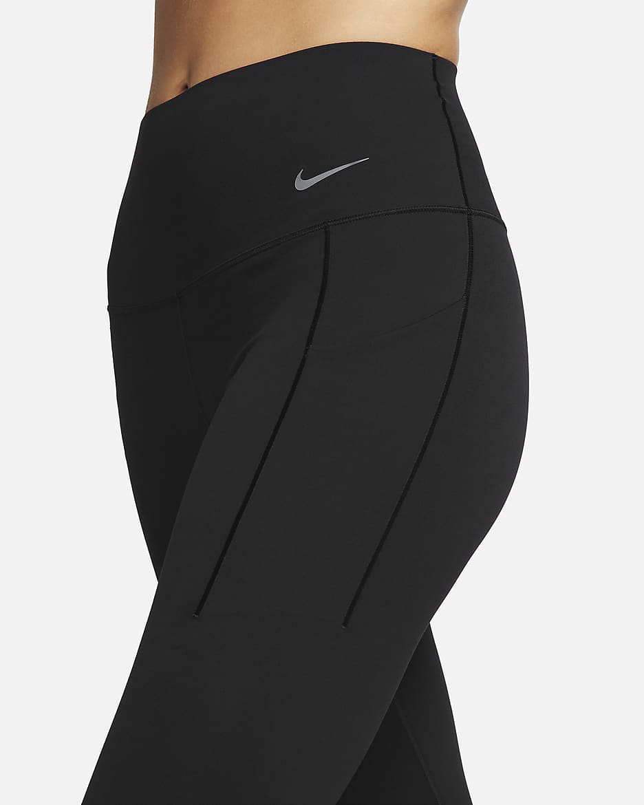 Leggings de largo completo y tiro alto de media sujeción con bolsillos para mujer Nike Universa - Negro/Negro