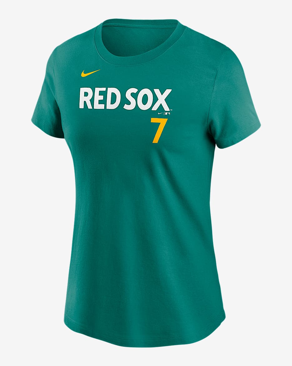 Playera Nike de la MLB para mujer Masataka Yoshida Boston Red Sox City Connect Fuse - Verde