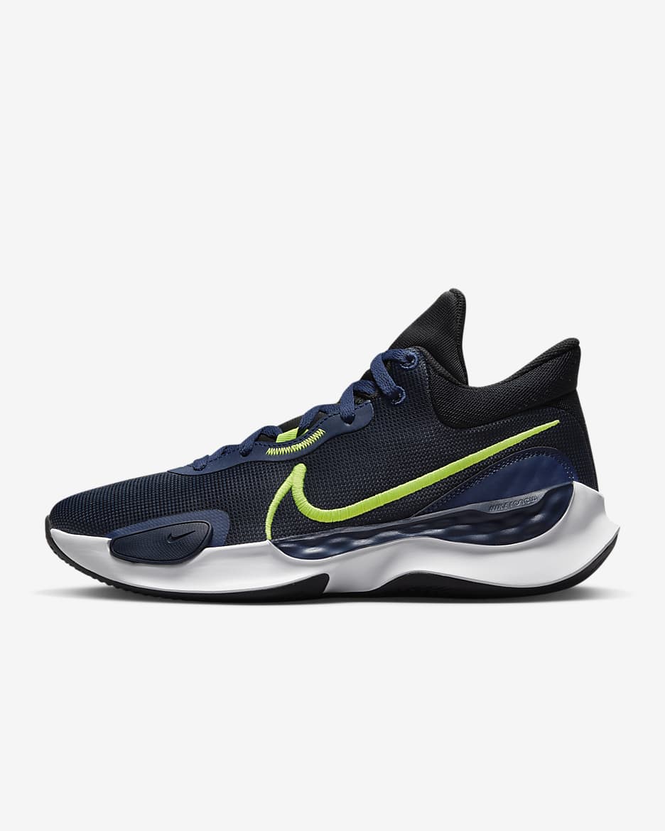 Nike Elevate 3 basketsko - Svart/Midnight Navy/Hvit/Volt