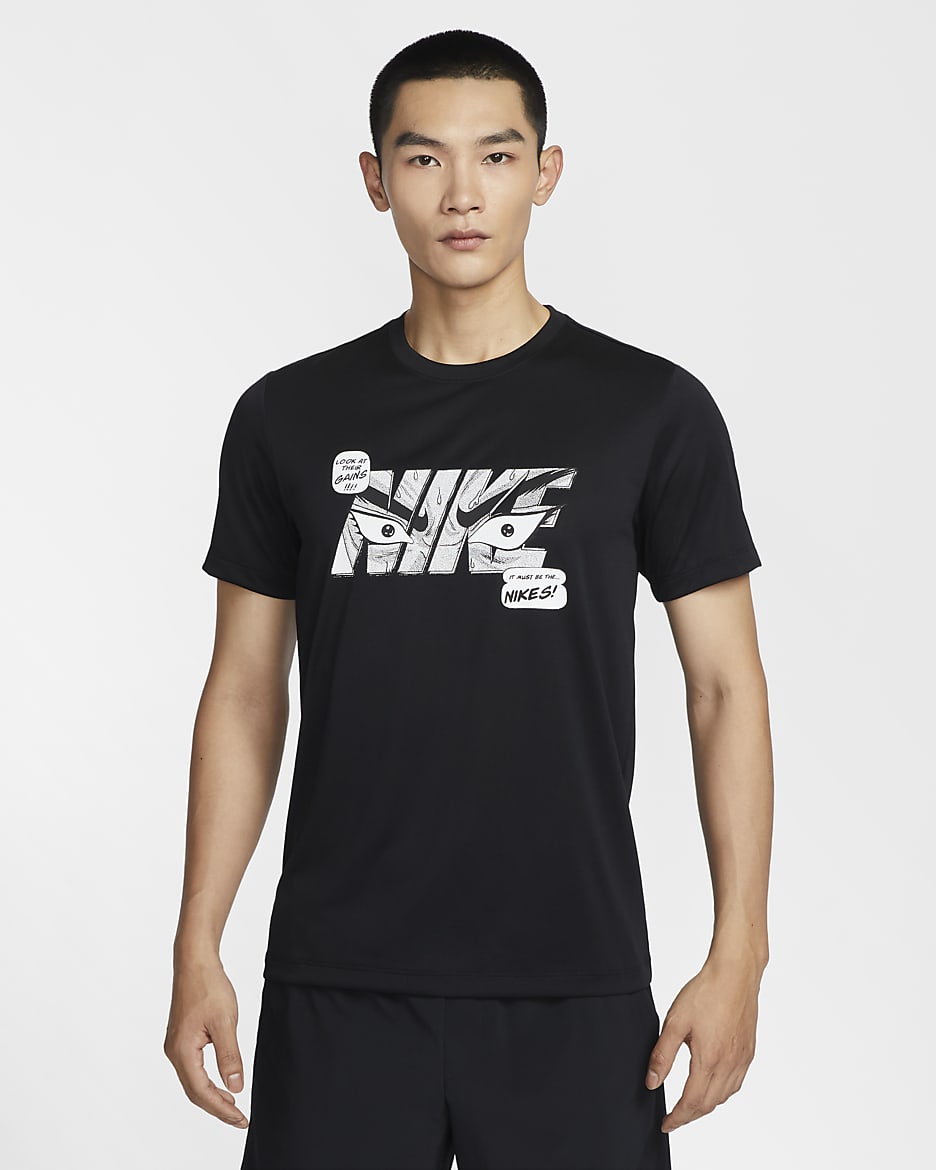 Nike 男款 Dri-FIT 健身 T 恤 - 黑色