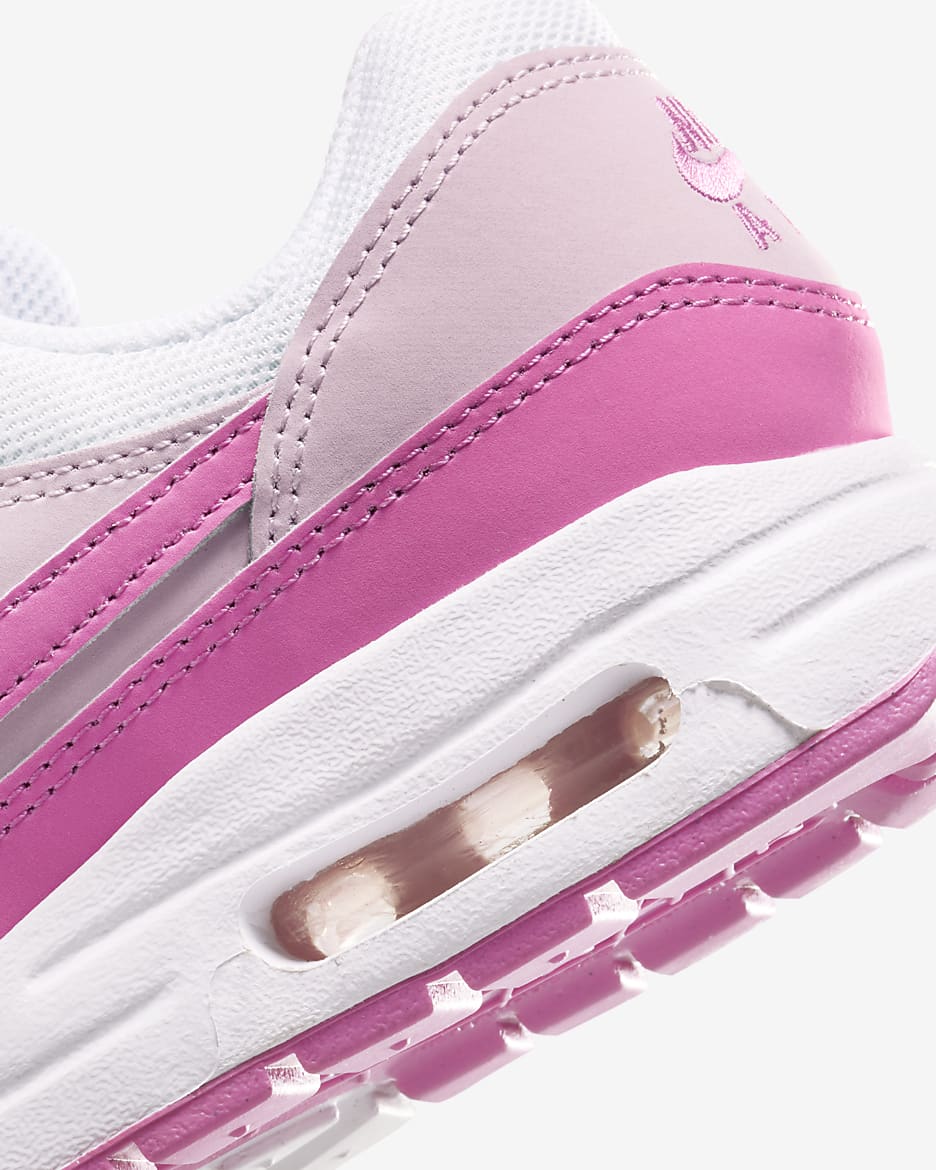 Nike Air Max 1 sko til store barn - Hvit/Pink Foam/Playful Pink