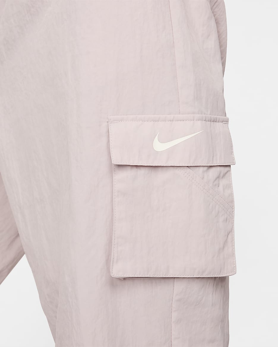 Vævede Nike Sportswear Essential-cargobukser med høj talje til kvinder - Platinum Violet/Sail