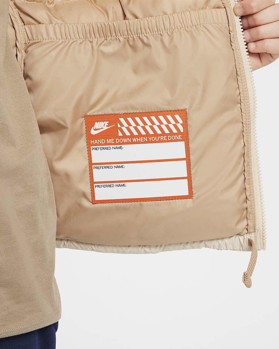 Nike Sportswear Heavyweight Synthetic Fill EasyOn Older Kids' Therma-FIT Repel Loose Hooded Gilet - Sand Drift/Hemp/Hemp