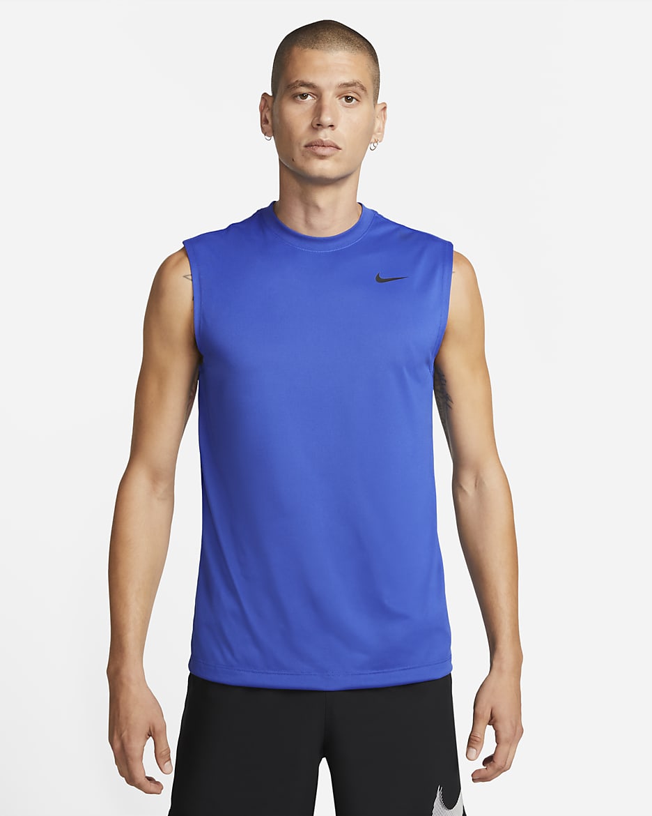Playera Fitness sin mangas para hombre Nike Dri-FIT Legend - Royal juego/Negro