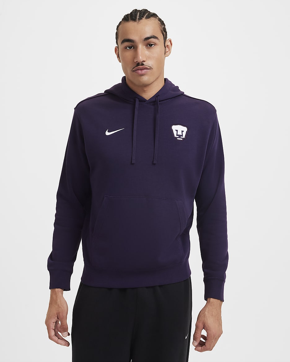 Sudadera con gorro sin cierre de fútbol Nike de French Terry para hombre Pumas UNAM Club Third - Morado dinastía/Blanco