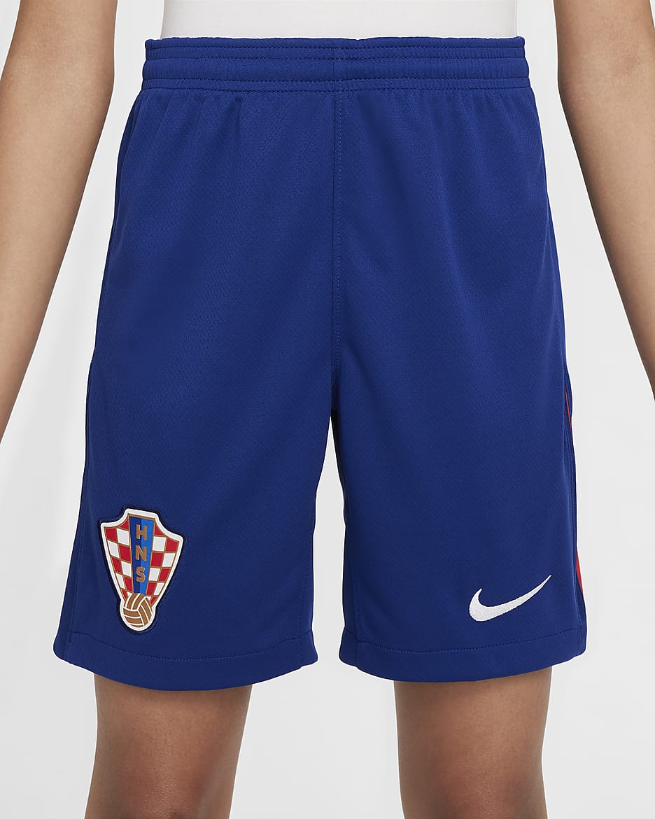 Kroatië 2024/25 Stadium Thuis/Uit Nike replica voetbalshorts met Dri-FIT voor kids - Deep Royal Blue/University Red/Wit