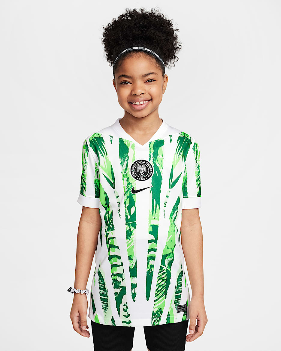 Segunda equipación Stadium Nigeria 2025 (selección femenina) Camiseta de fútbol Replica Nike Dri-FIT - Niño/a - Blanco/Pine Green/Green Strike/Negro