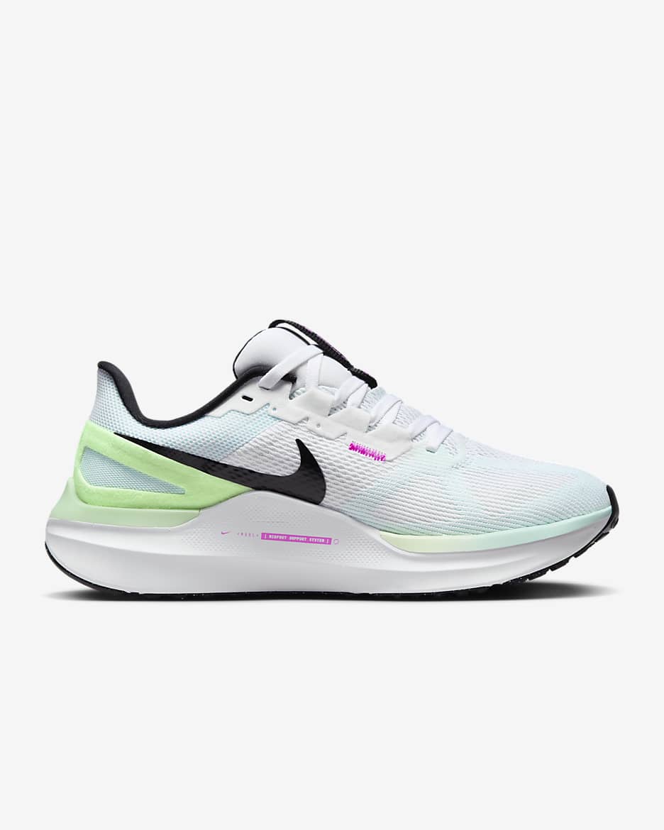 Tenis de correr en pavimento para mujer Nike Structure 25 - Blanco/Azul glacial/Verde vapor/Negro