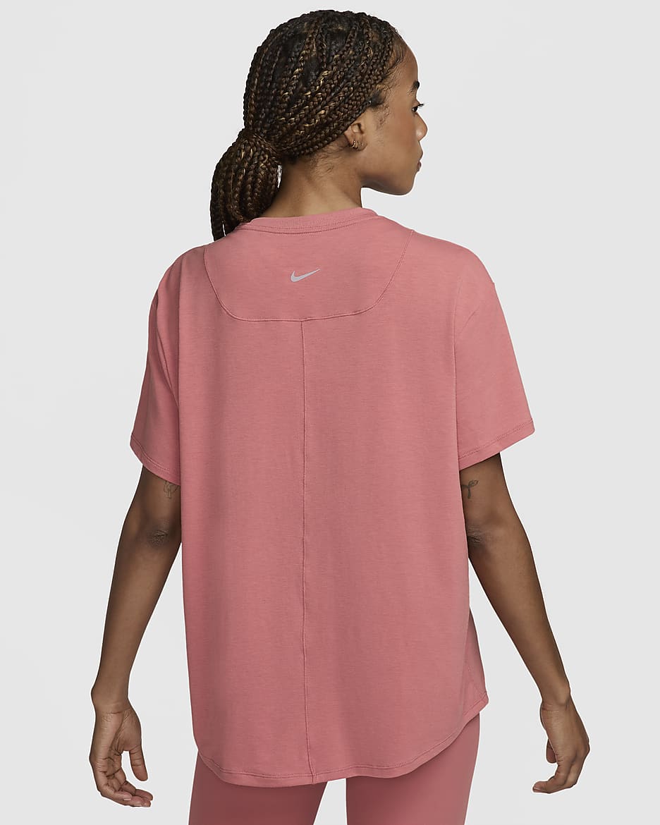 Nike One Relaxed Part superior de màniga curta Dri-FIT - Dona - Canyon Pink/Negre