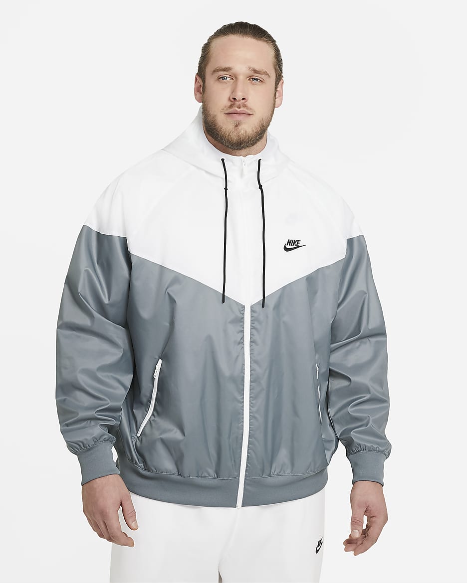 Huvjacka Nike Sportswear Windrunner för män - Smoke Grey/Vit/Smoke Grey/Svart