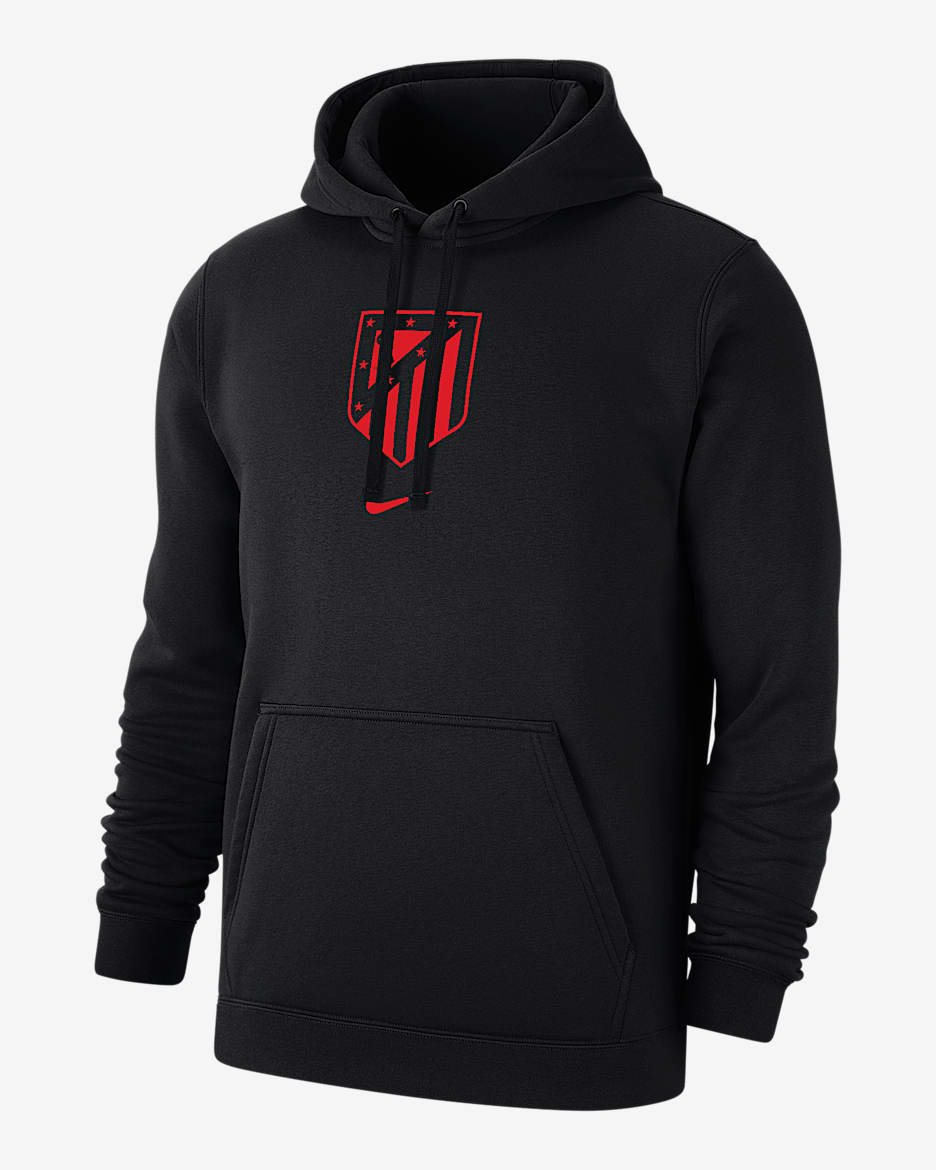 Atlético Madrid Club Men's Nike Soccer Fleece Pullover Hoodie - Black