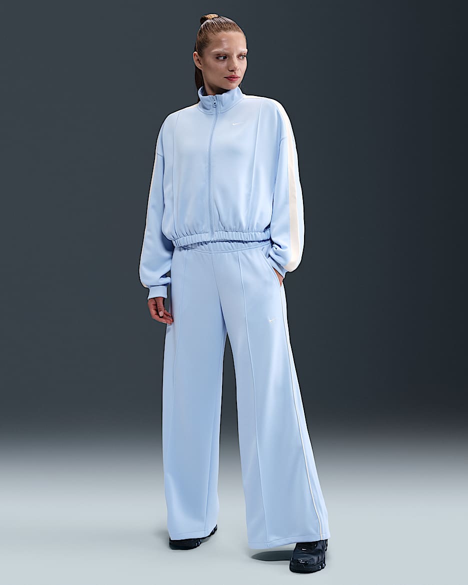 Nike Sportswear Women's Mid-Rise Wide-Leg Track Pants - Celestine Blue/Sail/Sail