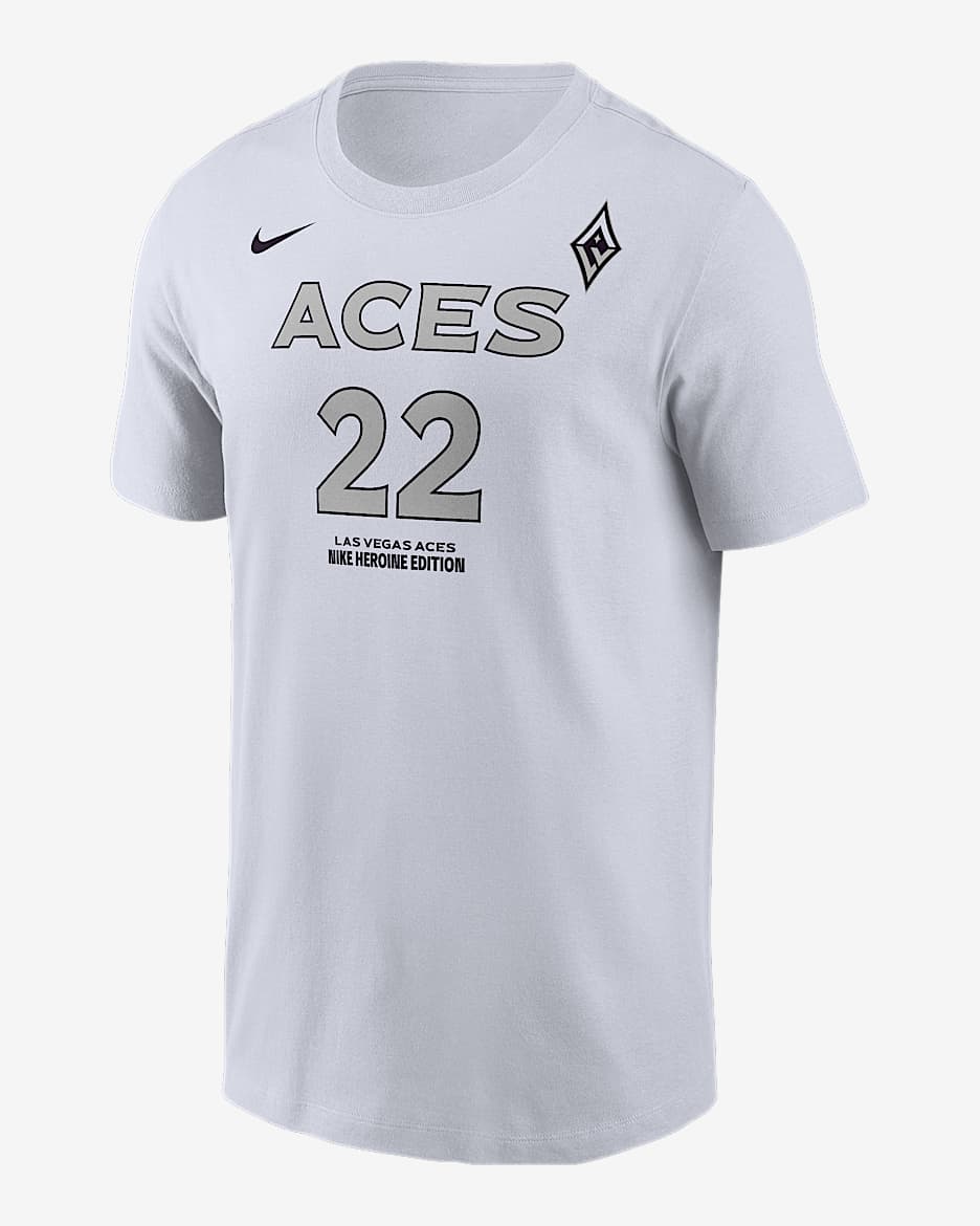 Playera Nike de la WNBA para hombre A’ja Wilson Las Vegas Aces - Blanco