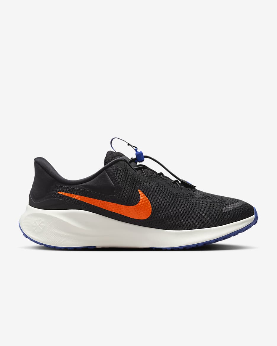 Nike Revolution 7 EasyOn Straßenlaufschuh für Herren - Schwarz/Astronomy Blue/Sail/Hyper Crimson