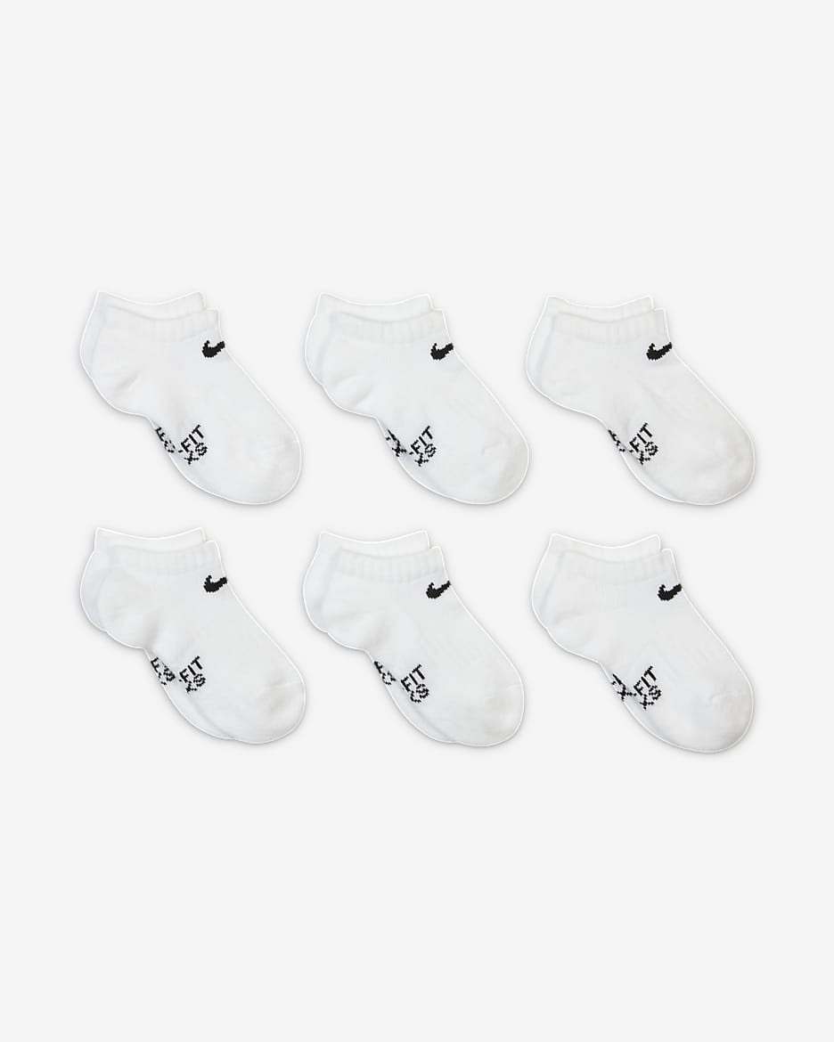 Nike Dri-FIT Little Kids' No-Show Socks (6 Pairs) - White