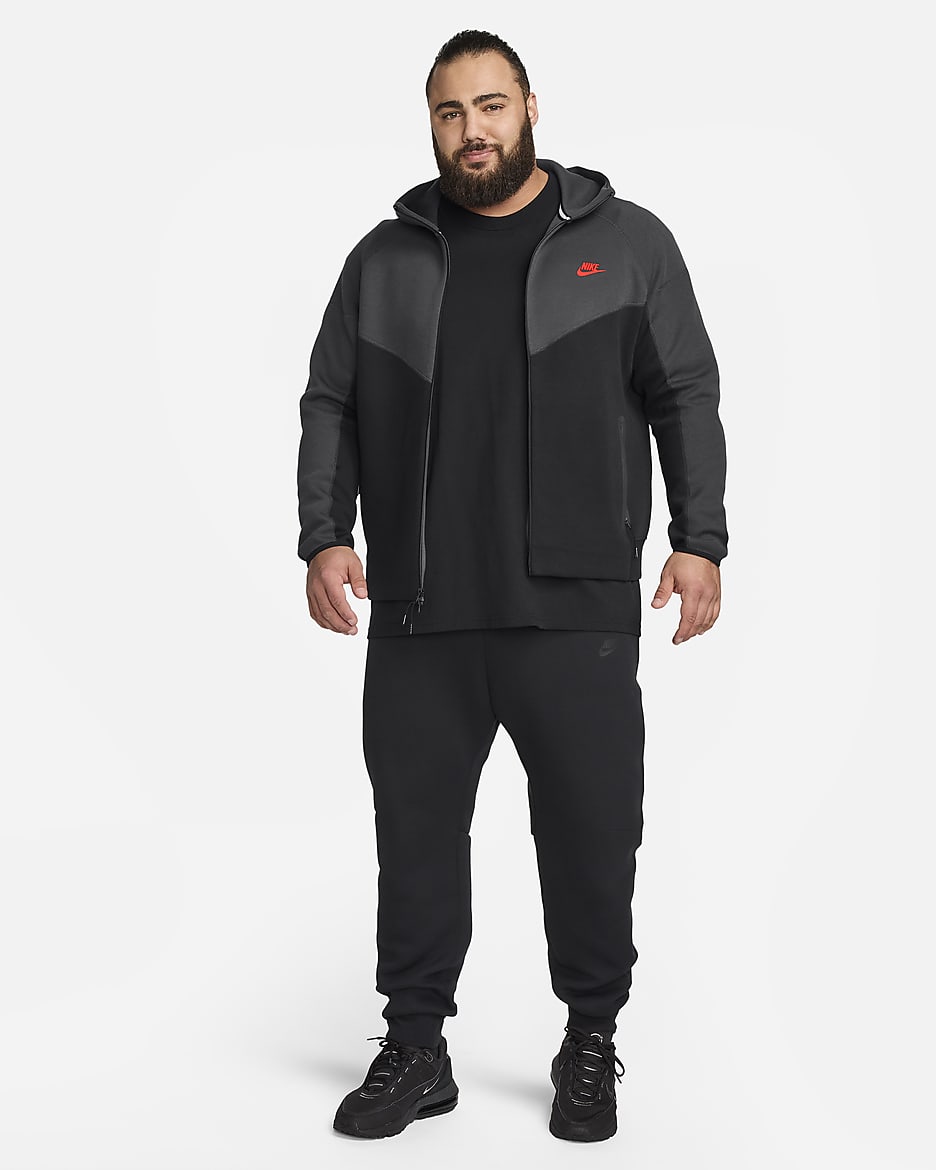 Nike Sportswear Tech Fleece Windrunner Men's Full-Zip Hoodie - Black/Dark Smoke Grey/Light Crimson
