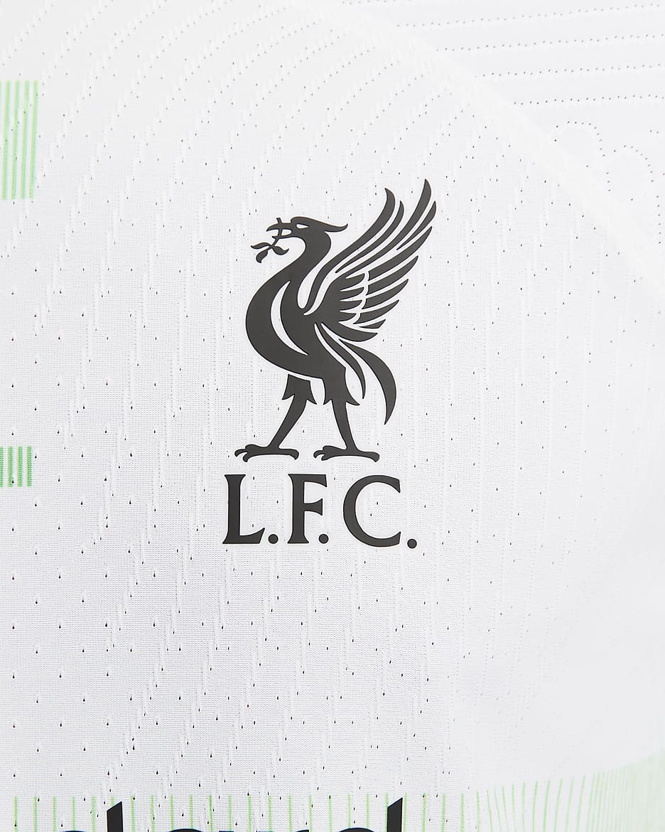 Jersey de fútbol Nike Dri-FIT ADV del Liverpool FC visitante 2023/24 Match para hombre - Blanco/Verde chispa/Negro