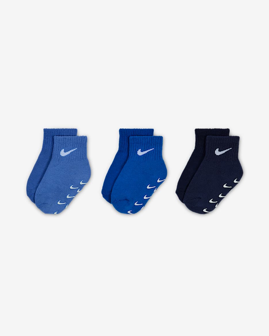 Nike Baby/Toddler Gripper Ankle Socks (3 Pairs) - Polar