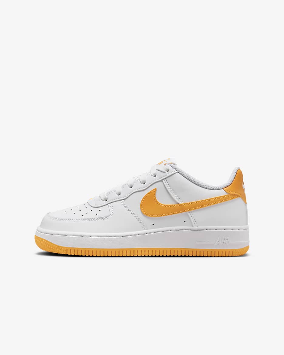 Nike Air Force 1 Older Kids' Shoes - White/White/University Gold