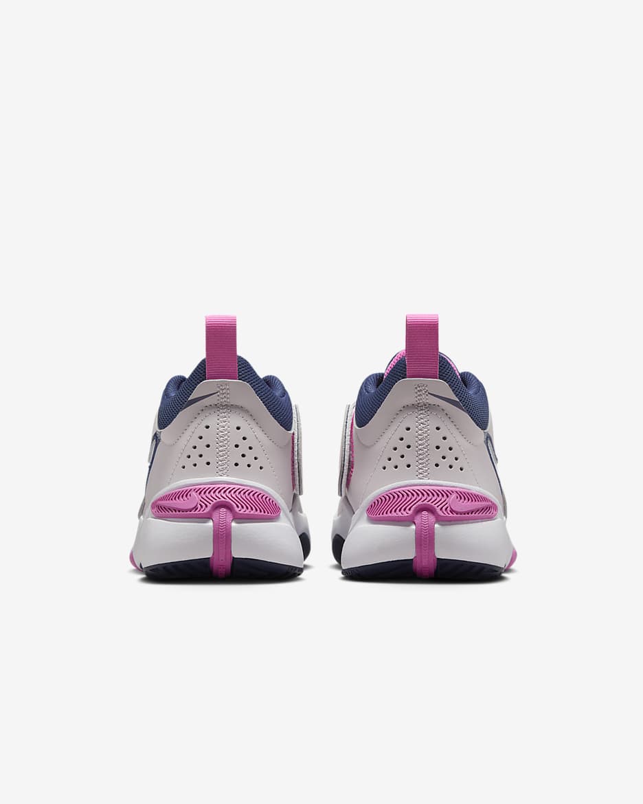 Calzado de básquetbol para niños talla grande Nike Team Hustle D 11 - Violeta platino/Rosa alegre/Azul marino medianoche/Blanco