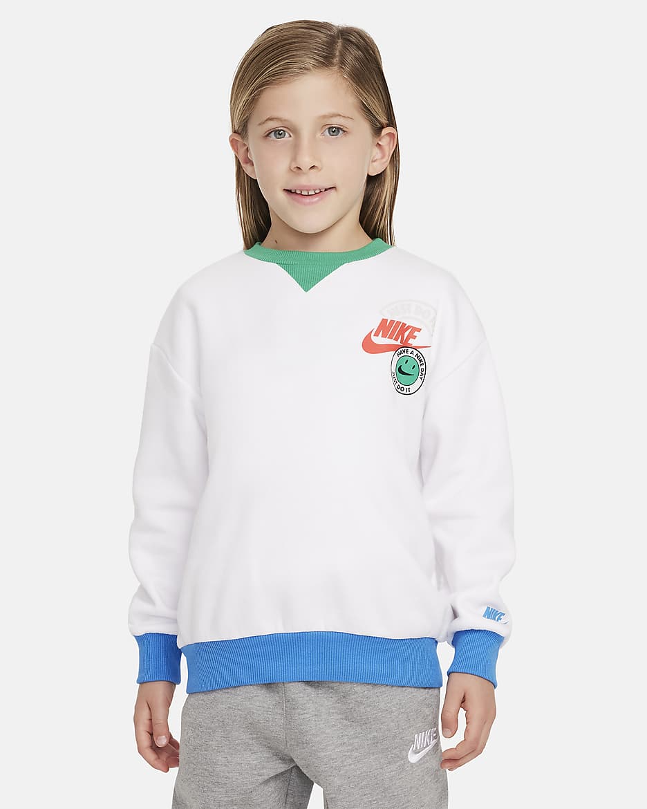 Nike Sportswear Little Kids' Colorblocked Rib Crew - White