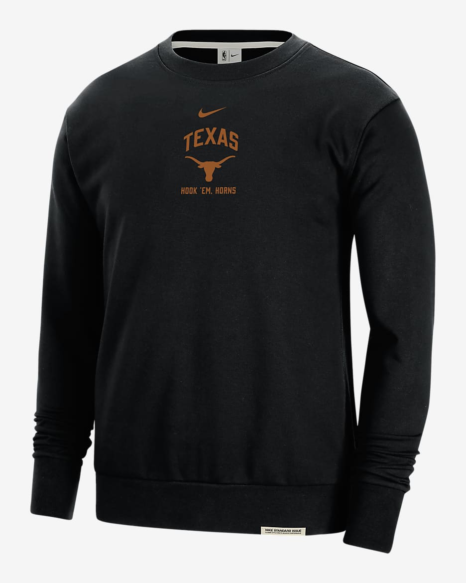 Sudadera de cuello redondo universitaria Nike de tejido Fleece para hombre Texas Standard Issue - Negro