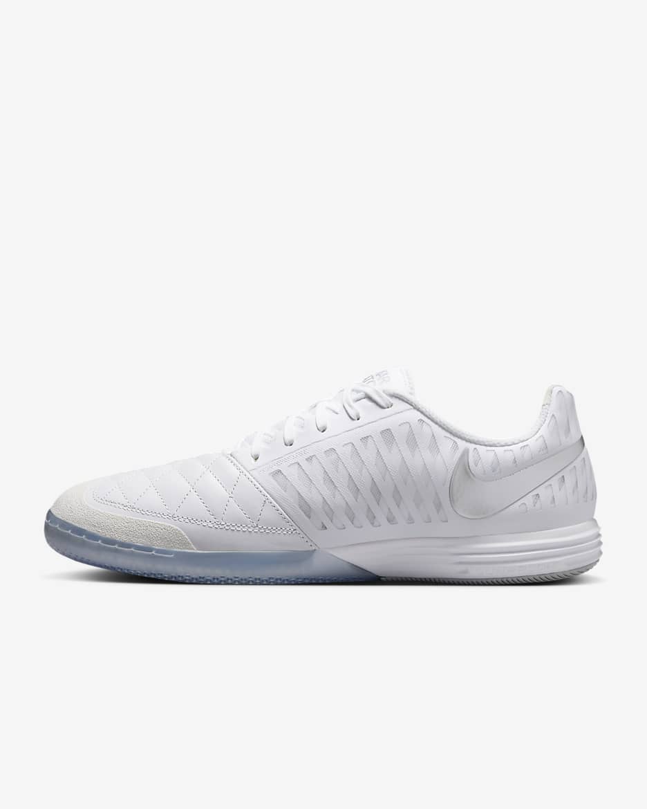 Nike Lunar Gato II Indoor Court Low-Top Football Shoes - White/Chrome