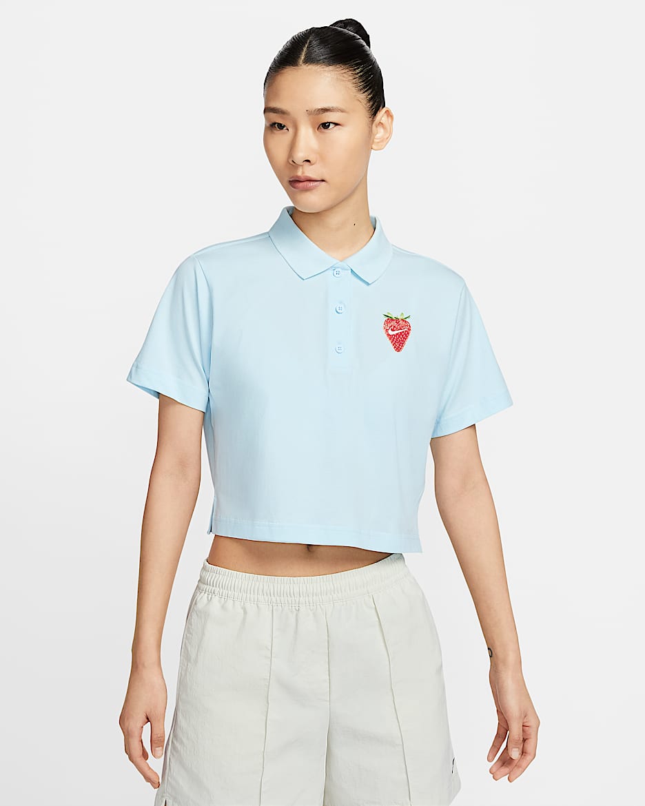 Nike Sportswear 女款短版有領衫 - Glacier Blue
