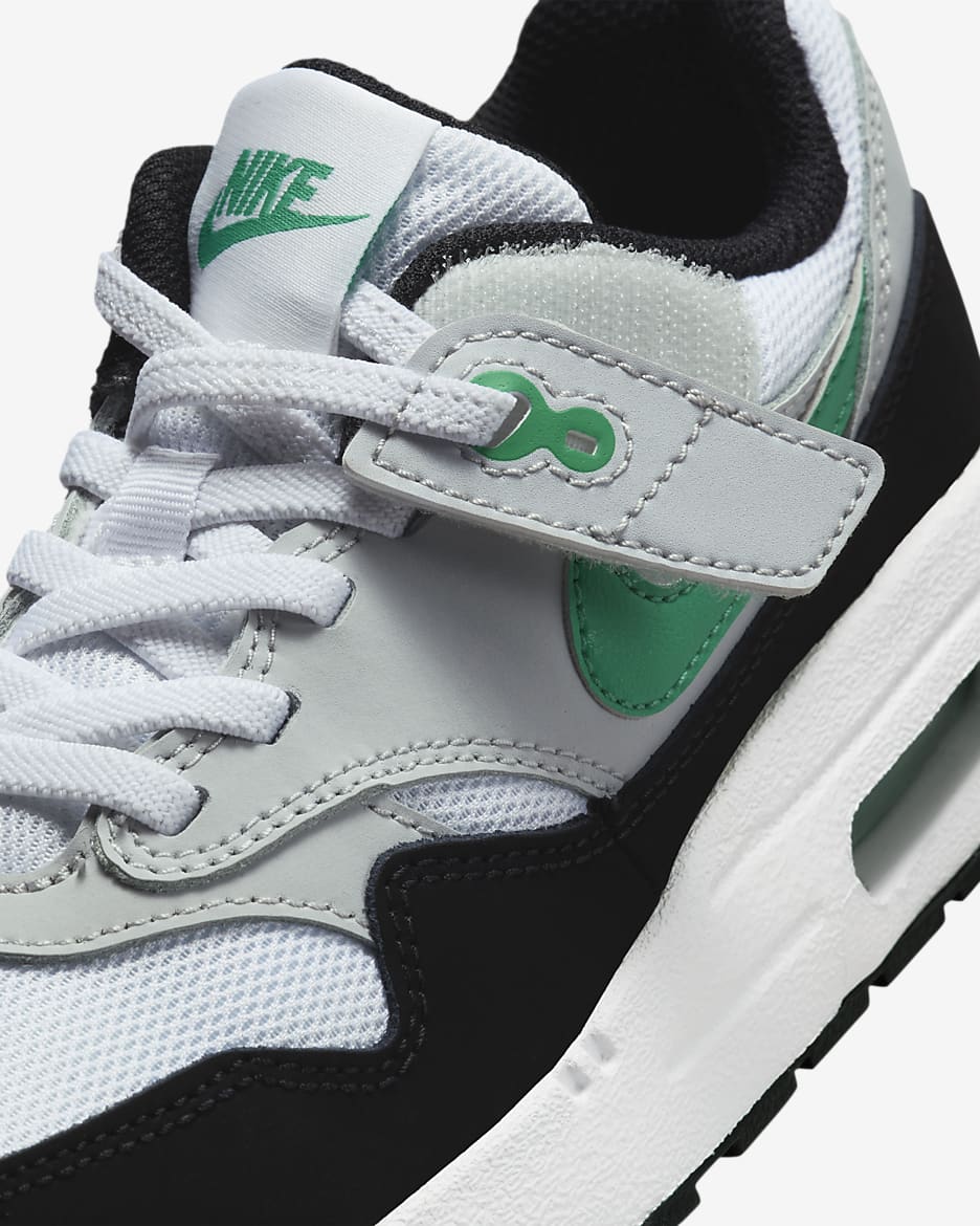 Buty dla małych dzieci Nike Air Max 1 EasyOn - Biel/Pure Platinum/Czerń/Stadium Green