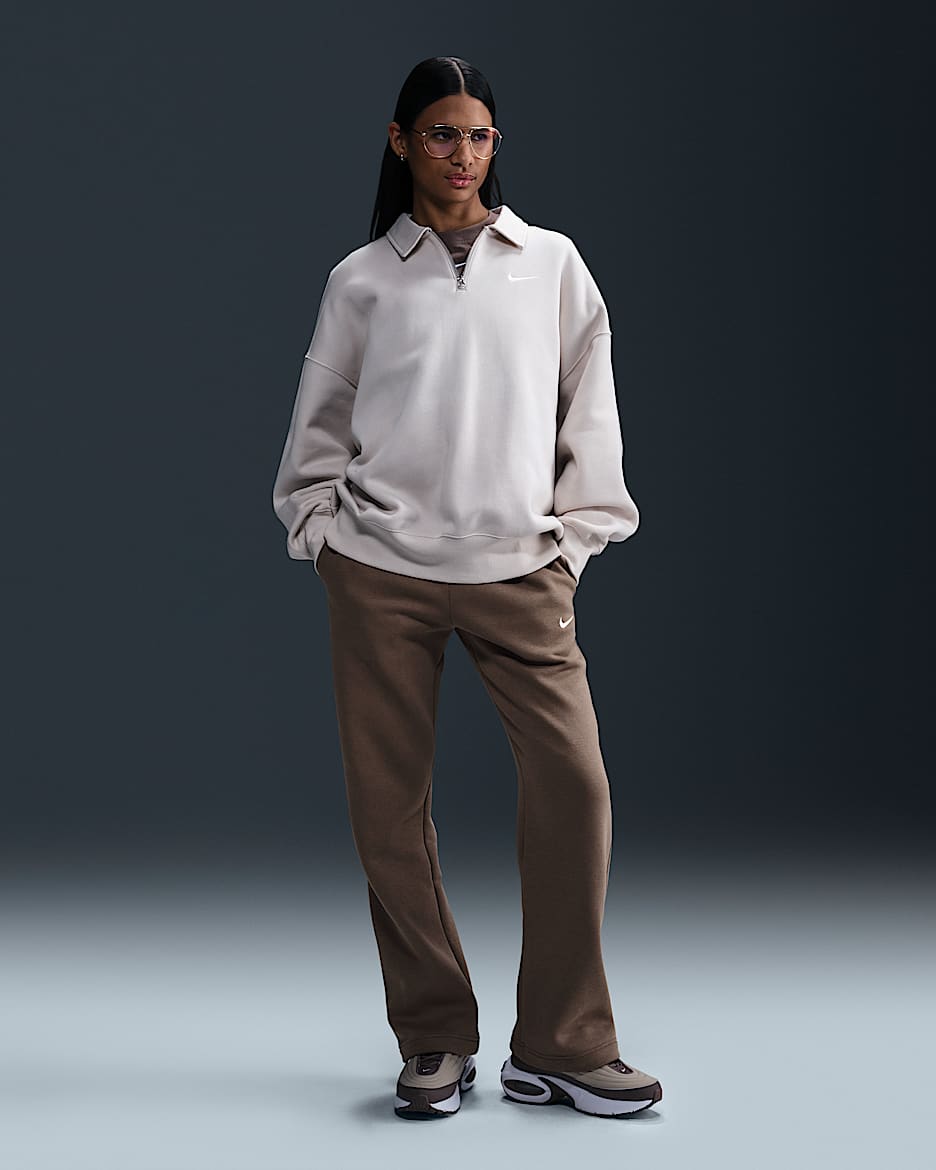 Nike Sportswear Phoenix Fleece Women's Mid-Rise Open-Hem Pants - Mink Brown/Sail