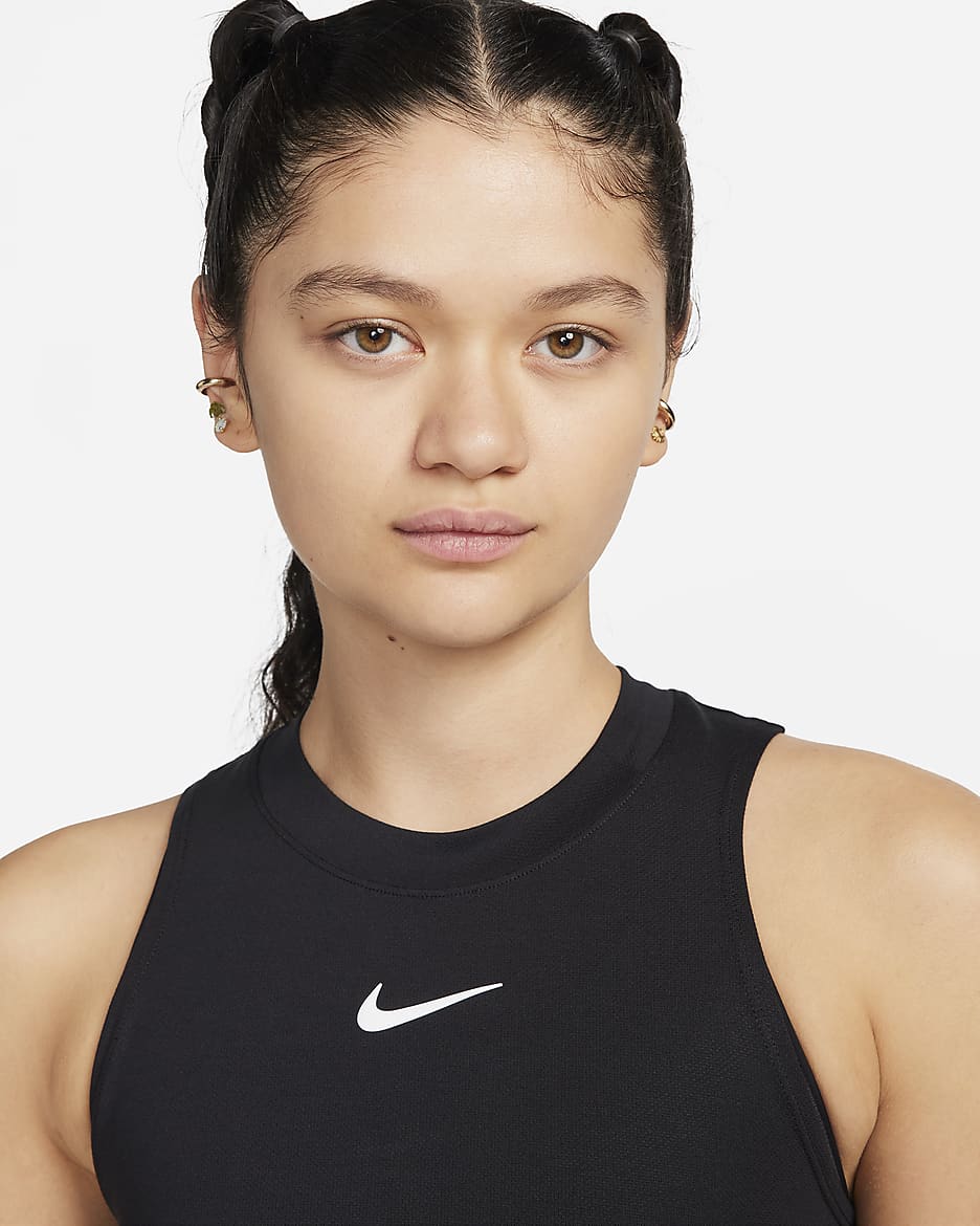 Débardeur de tennis Dri-FIT NikeCourt Advantage pour femme - Noir/Noir/Blanc